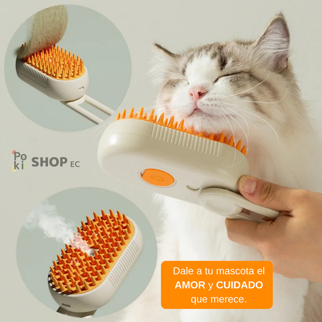 Cepillo a Vapor para Mascotas 3 en 1 – Limpieza, Masaje y Cuidado 🐾