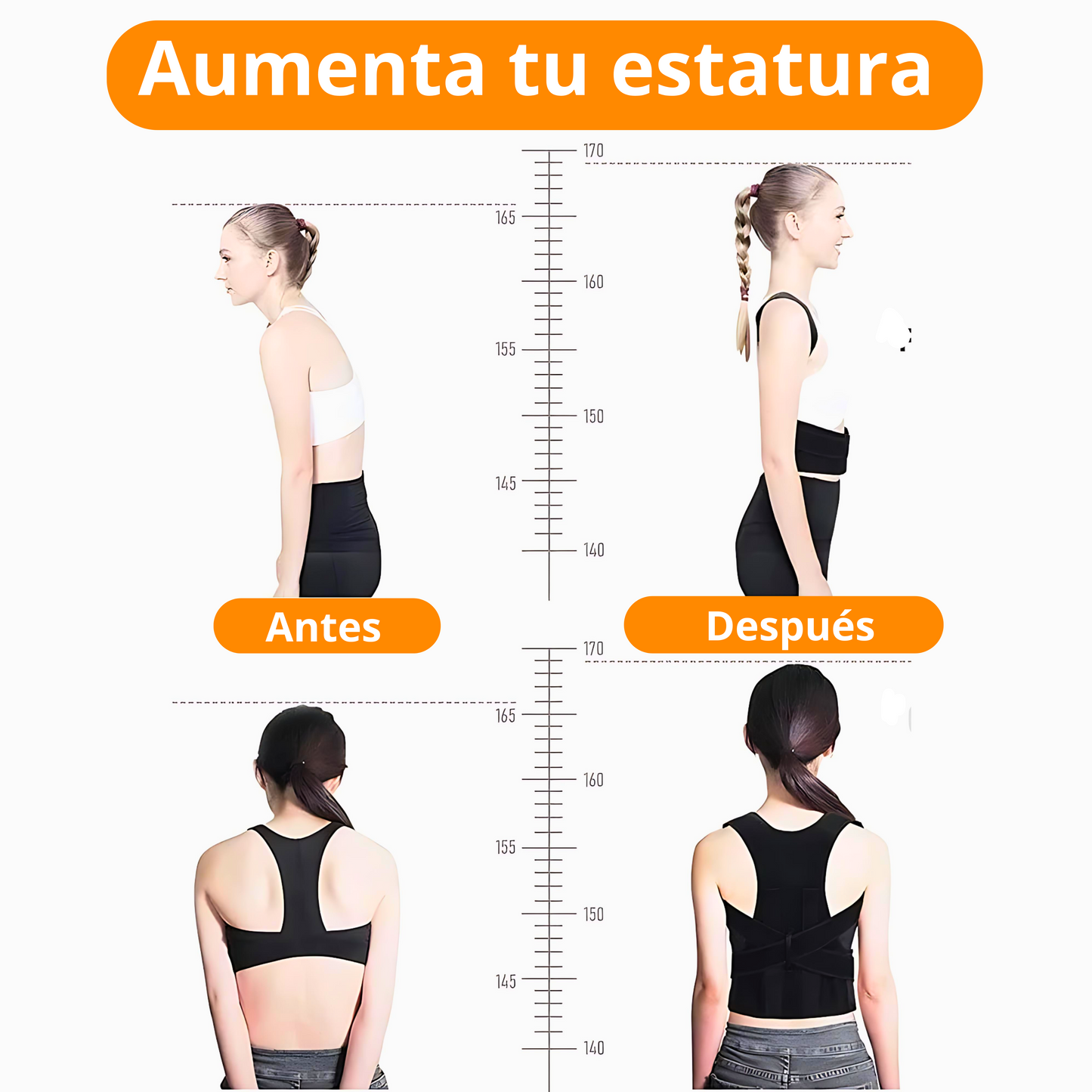 Corrector de Postura Ajustable con Soporte, Alivio del dolor