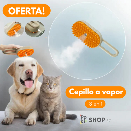 Cepillo a Vapor para Mascotas 3 en 1 – Limpieza, Masaje y Cuidado 🐾