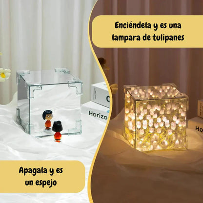 🌷 Tulipanes Infinitos – Lámpara Decorativa con Espejo
