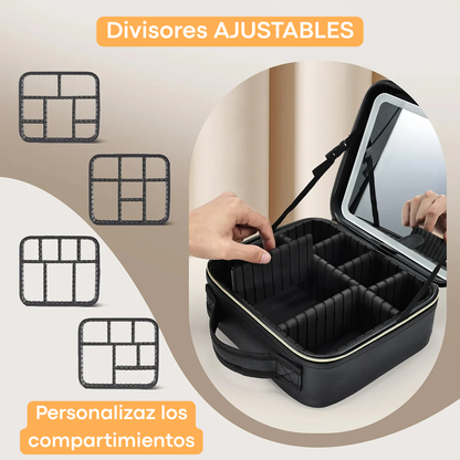 💄 Cosmetiquera con Espejo LED – Organiza y Maquíllate Donde Quieras 💖