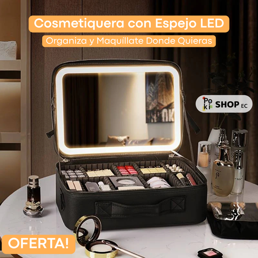 💄 Cosmetiquera con Espejo LED – Organiza y Maquíllate Donde Quieras 💖