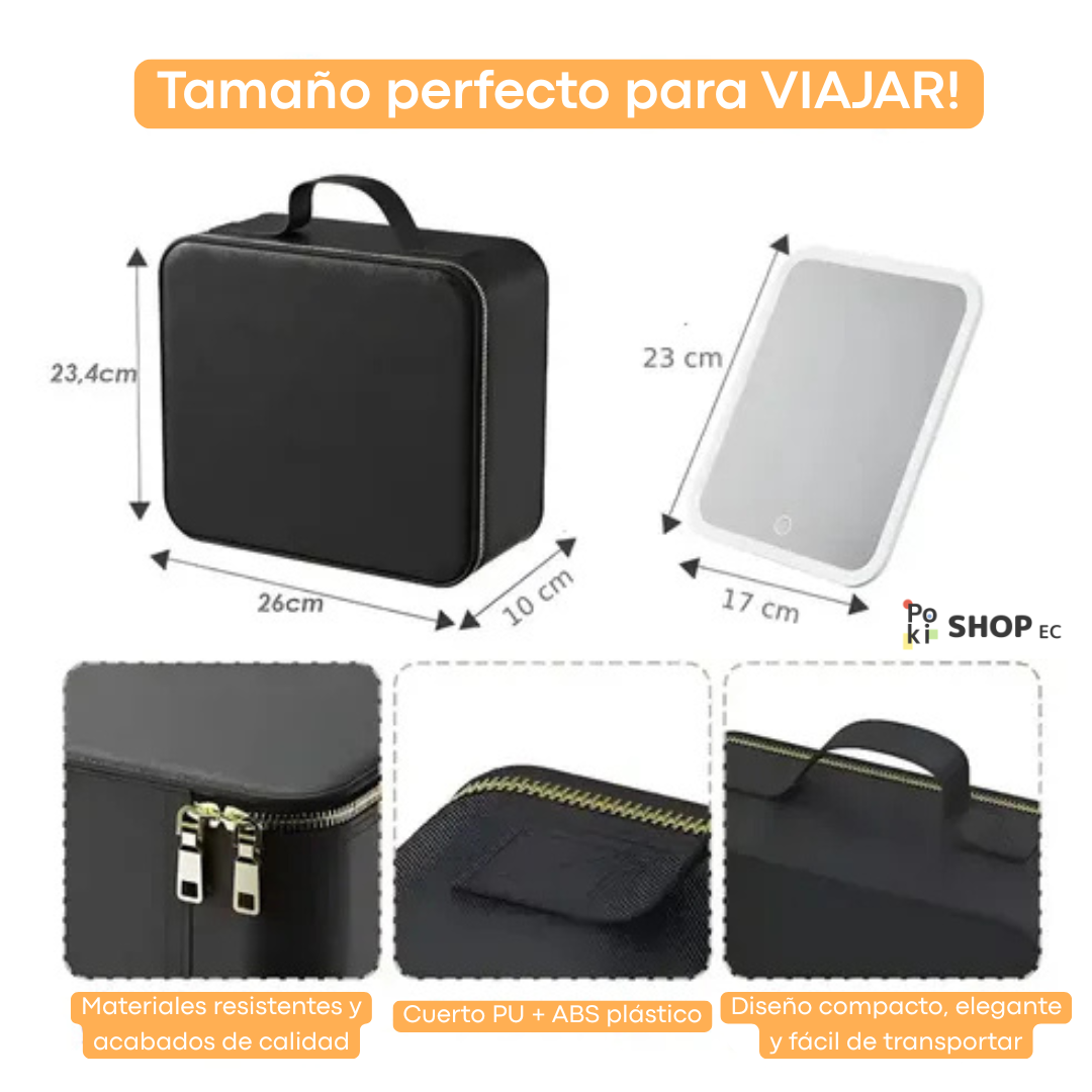 💄 Cosmetiquera con Espejo LED – Organiza y Maquíllate Donde Quieras 💖