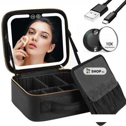 💄 Cosmetiquera con Espejo LED – Organiza y Maquíllate Donde Quieras 💖