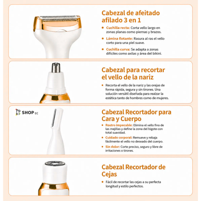 🌸 Depiladora 4 en 1 – Rostro y Cuerpo Sin Irritación 💖